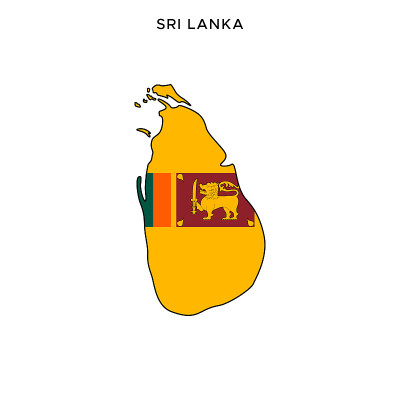 Sri Lanka map with flag vector stock illustration 