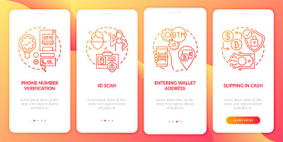 比特币ATM验证步骤登陆移动应用程序页面屏幕与概念