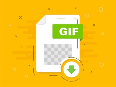 Download GIF icon file with label. Downloading doc