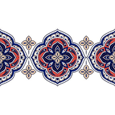 Mandala indian paisley pattern vector seamless bor