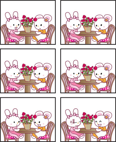 矢量卡通兔子公主的故事设定六格漫画