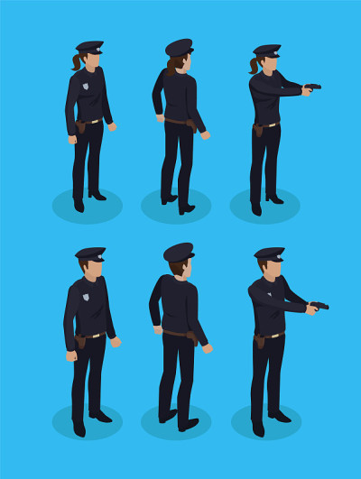 警察制服，工作概念图标