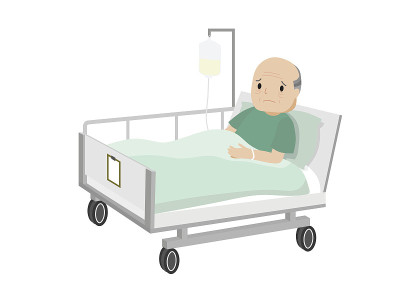 老年男性病人正在医院休息。