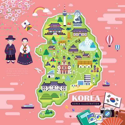 可爱的韩国旅游地图