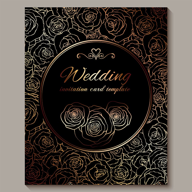 Luxury gold vintage wedding invitation, floral bac