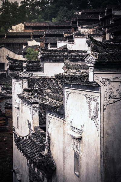 古老的中国传统徽州建筑在中国农村