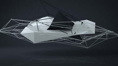 黑色和白色的未来主义建筑。抽象的3 d渲染