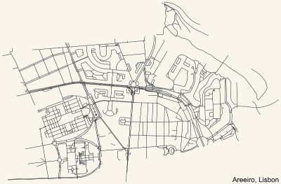 葡萄牙里斯本Areeiro区的街道地图