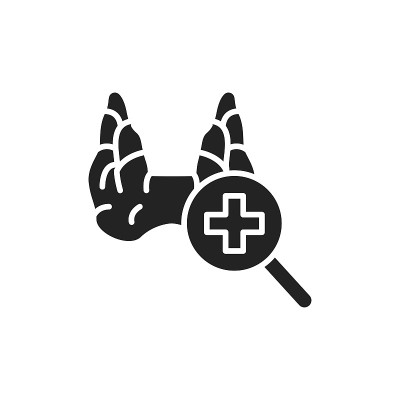 检查甲状腺颜色线图标。孤立的向量元素。