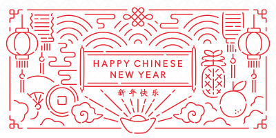 中国新年矢量元素，横幅和壁纸