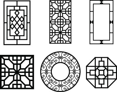 一套带有图案、矢量的中文视窗