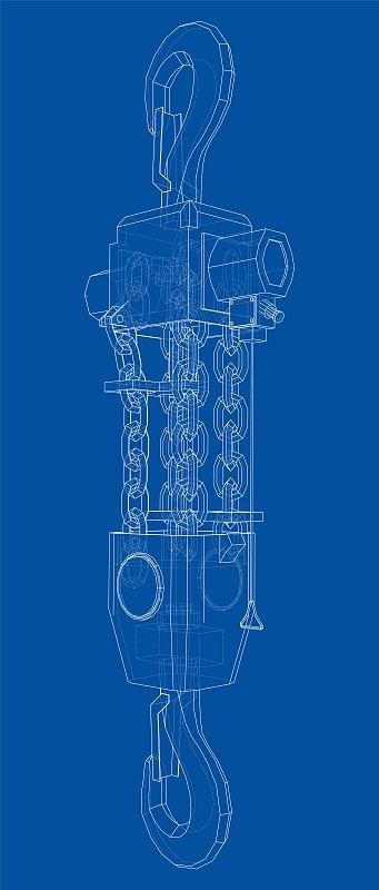 Pneumatic Wire Rope Winch concept outline. Vector