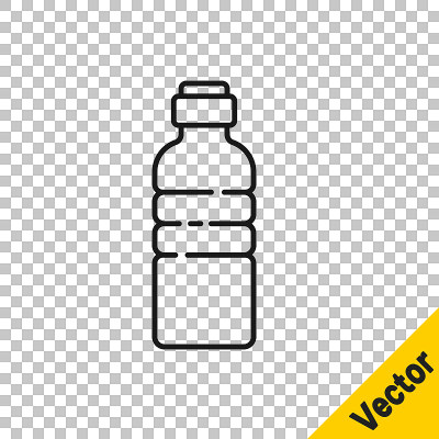 黑线瓶装水图标孤立在透明背景上。苏打水饮料标志。矢量图