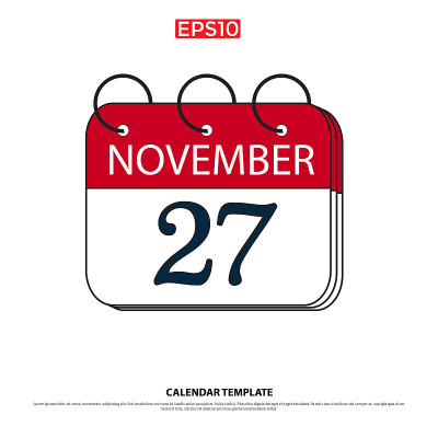 November 27.Calendar icon.Vector illustration,flat
