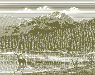 木刻的山