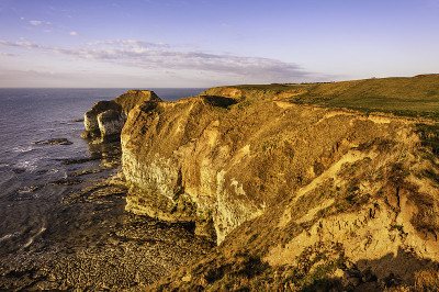 白垩悬崖和北海，Flamborough头，约克郡，英国