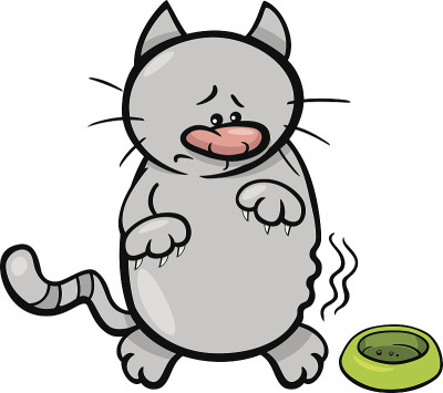 饥饿的猫卡通插图
