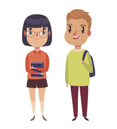 青少年男孩和女孩