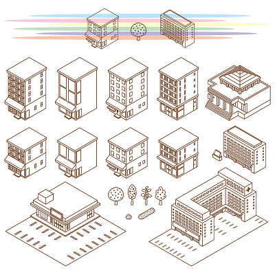 各种建筑的插图