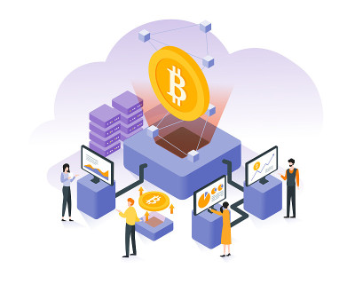 比特币、加密货币和区块链技术的平面等距