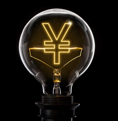 有发光线的日元或元符号灯泡(系列)