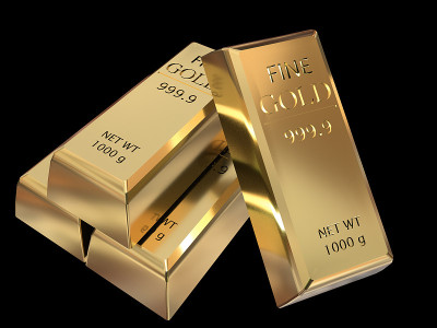 金条精金净重1000语法孤立在白色背景- 3d渲染