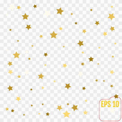 金色闪光的五彩纸屑星星背景。撒上金色闪闪发光的星星。矢量插图。