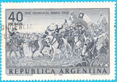 1818年4月5日，南美叛军与西班牙保皇党在智利圣地亚哥附近的迈普战役