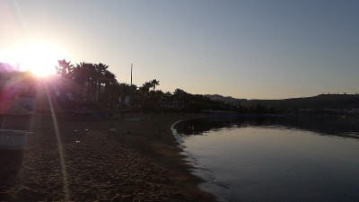 冈贝，博德鲁姆爱琴海海湾和海滩的全景