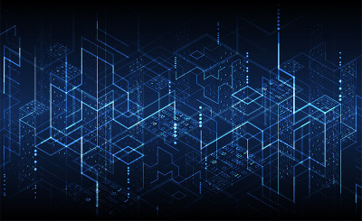 技术背景。二进制计算机代码。矢量插图。