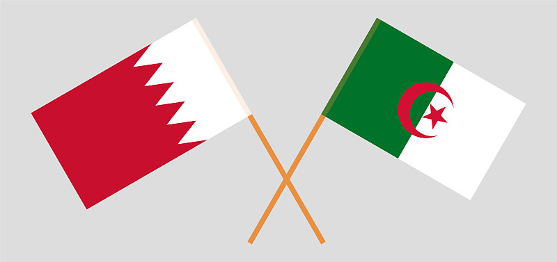 Crossed flags of Algeria and Bahrain