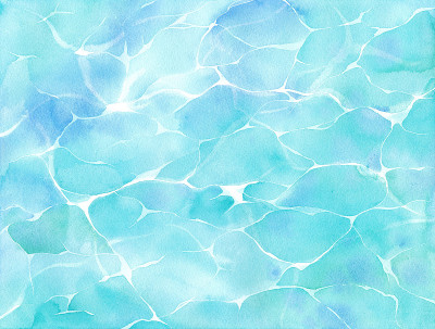 波光粼粼、清澈的水面的抽象图像。水彩插图。背景,壁纸。