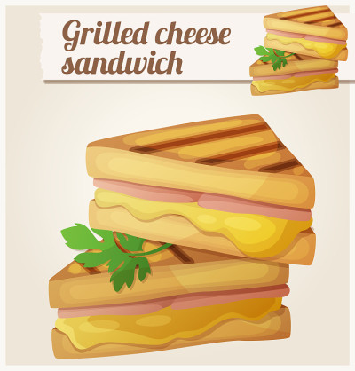 Grilled cheese sandwich. Detailed vector icon