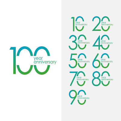 100周年纪念集矢量模板设计插图