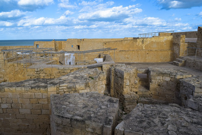 位于突尼斯地中海沿岸的中世纪堡垒Bordj El Kebir (Fort Ghazi Mustaph