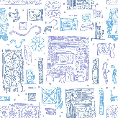 seamless pattern of Electronic component of deskto