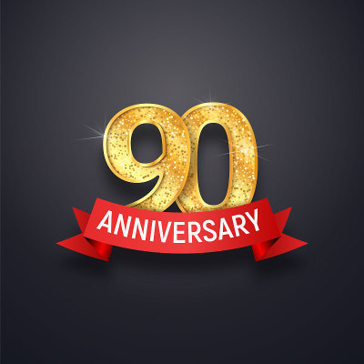 Ninety anniversary logo template. 90th years celeb