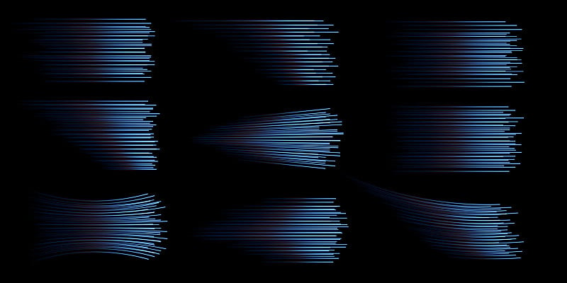收集蓝色的速度线隔离。白光、电光、光效png。曲线蓝线png游戏，视频，照片，callout, HU