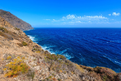 夏天的岩石海岸(Costa Blanca，西班牙)。