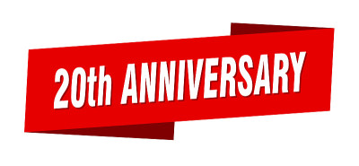 20周年横幅模板。20周年缎带标签标志