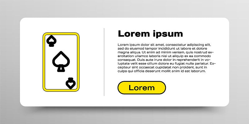 Line Playing card with spades symbol icon孤立在白色背景上。