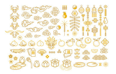 Vector icons set, banner, card with a illustration