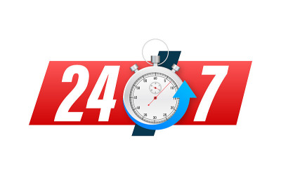 全天无休的服务理念。24 - 7。支持服务图标。矢量插图。