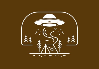 外星人营地区域线条艺术插图