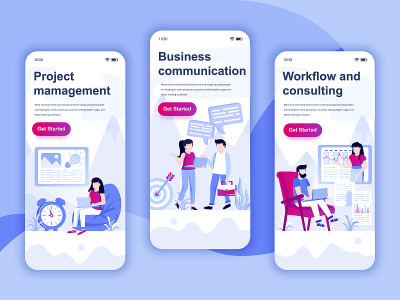 Set of onboarding screens user interface kit for M