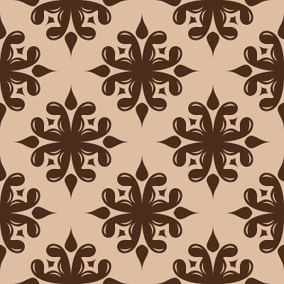Floral seamless pattern. Brown design on beige bac