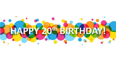 20岁生日快乐!彩色印刷横幅