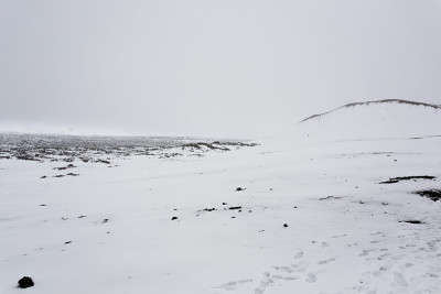 冰岛Askja火山口地区，有雪的景观