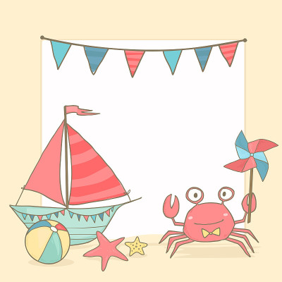 海夏季卡片模板