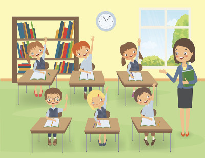 老师在教室里和学生们一起上课